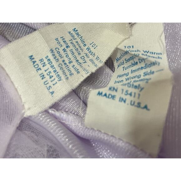 Vintage 70s Lavender Nylon Chiffon Lacy Nightgown & Robe Peignoir Set size L - Picture 8 of 9
